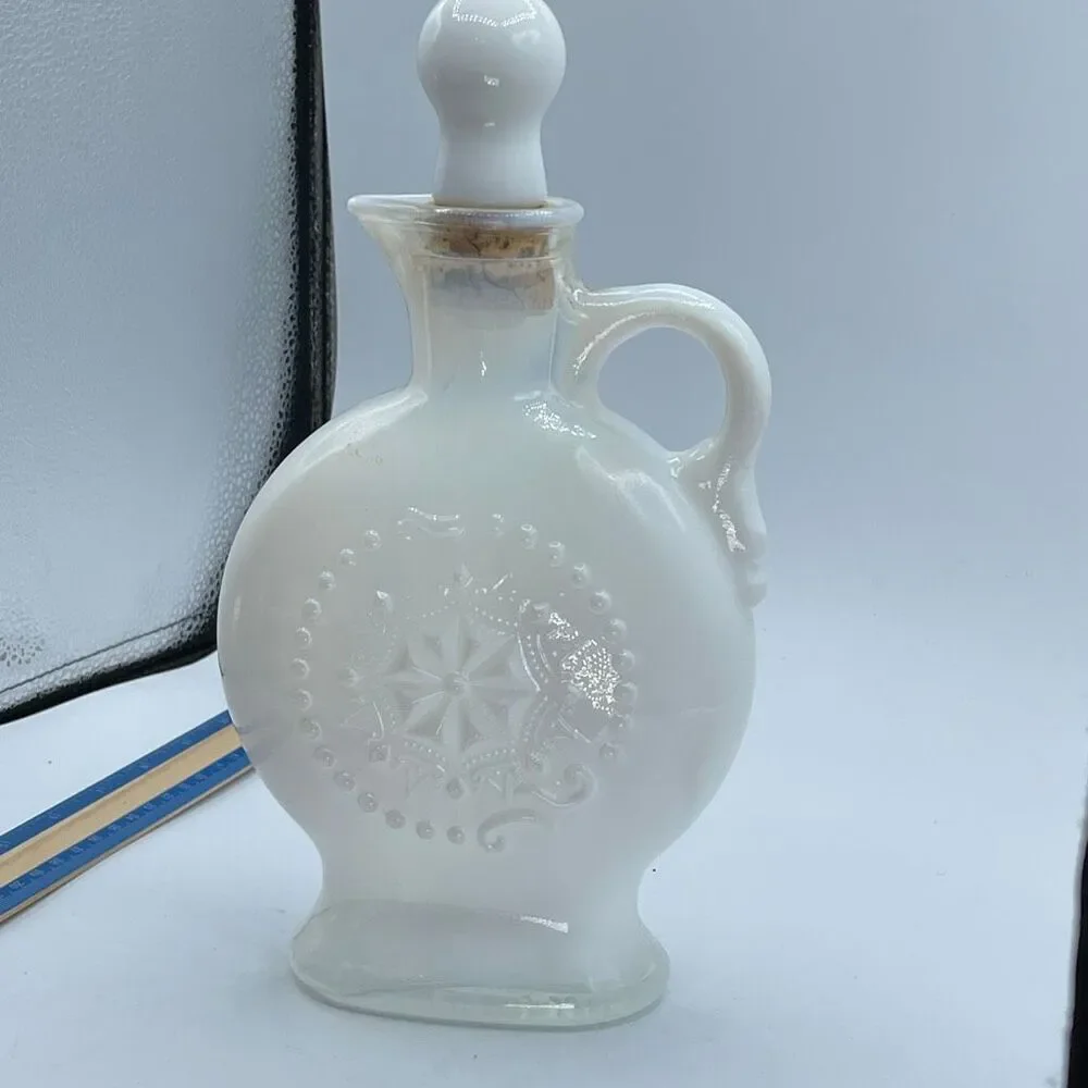 MCM 1957 Jim Beam opalescent milk glass decanter D-334